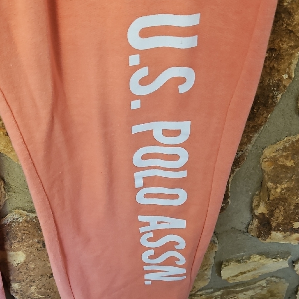 U.S. Polo Assn. Coral Pink Drawstring Joggers Sz L - Picture 3 of 10